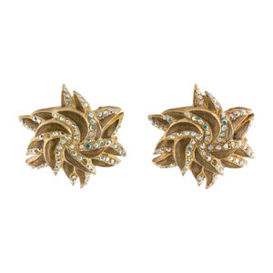 Roxanne Assoulin Gold-Tone Iridescent Crystal Starburst Clip-On Earrings